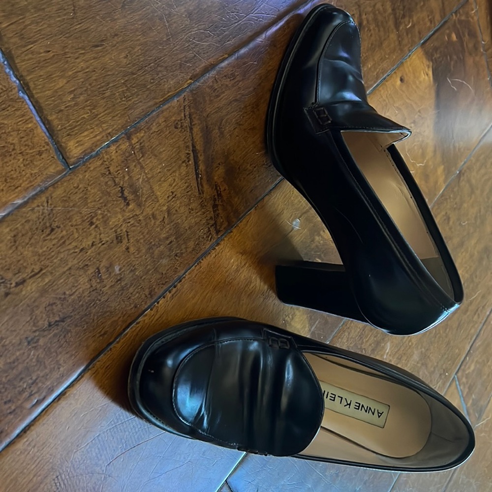 Anne Klein 3 inch chunky loafers, dark brown